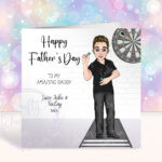 personalised darts player birthday card or father's day card