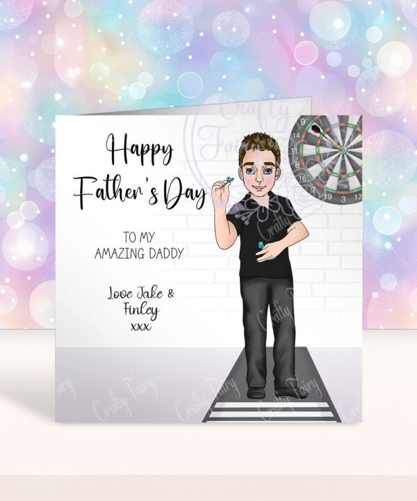 personalised darts player birthday card or father's day card