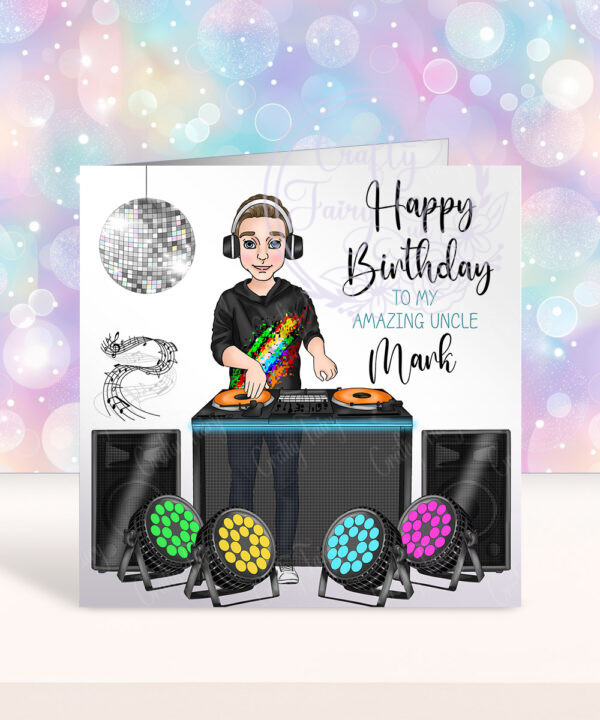 personalised dj birthday card or father's day card