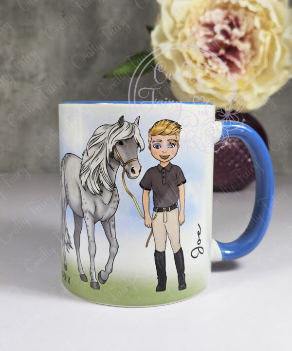 personalised horse rider boy mug gift