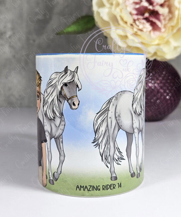 personalised horse rider boy mug gift