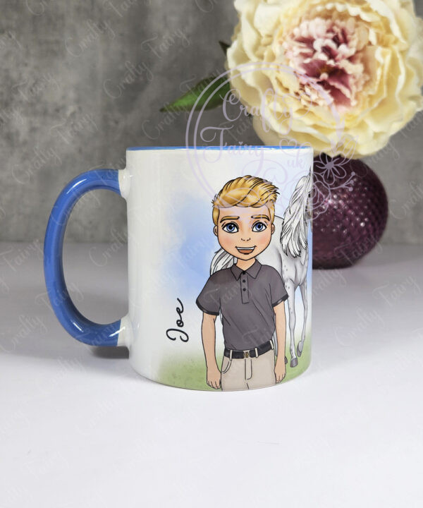 personalised horse rider boy mug gift
