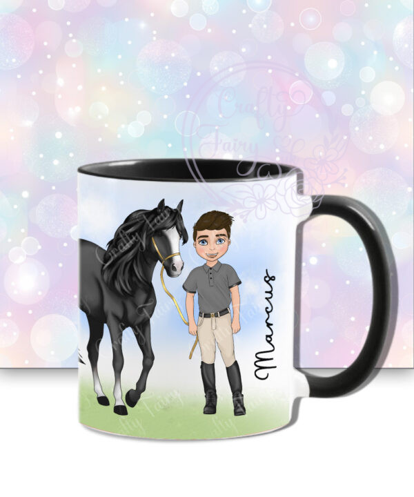 personalised horse rider boy mug gift