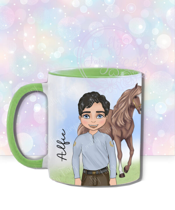 personalised horse rider boy mug gift