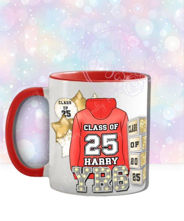 personalised class of 2025 hoodie and balloon print school leavers mug gift