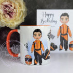 personalised formula 1 orange racing car fan mug for young boy