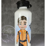 personalised formula 1 orange racing car fan 600ml water bottle for young boy