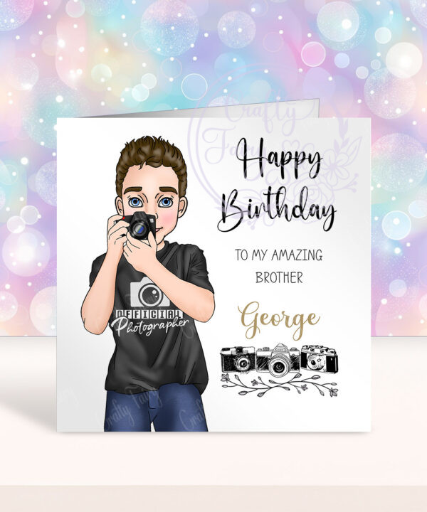 personalised male photographer birthday card