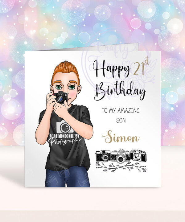 personalised male photographer birthday card