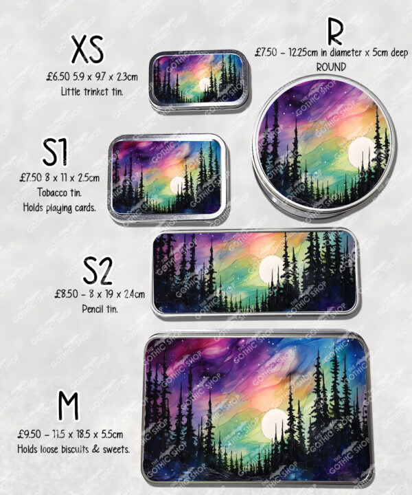 personalised northern lights aurora borealis & moon watercolour medium tin