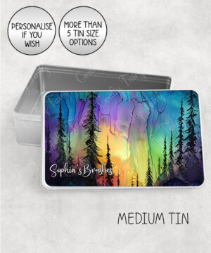 personalised northern lights aurora borealis watercolour medium tin