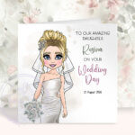 personalised card for bride from parents/grandparents on wedding day
