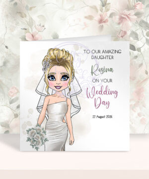 personalised card for bride from parents/grandparents on wedding day