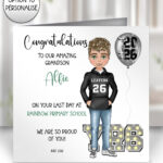 personalised congratulations last day of primary school leavers card for son/grandson