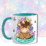 personalised highland cow with bright flowers & banner mug gift (copy)