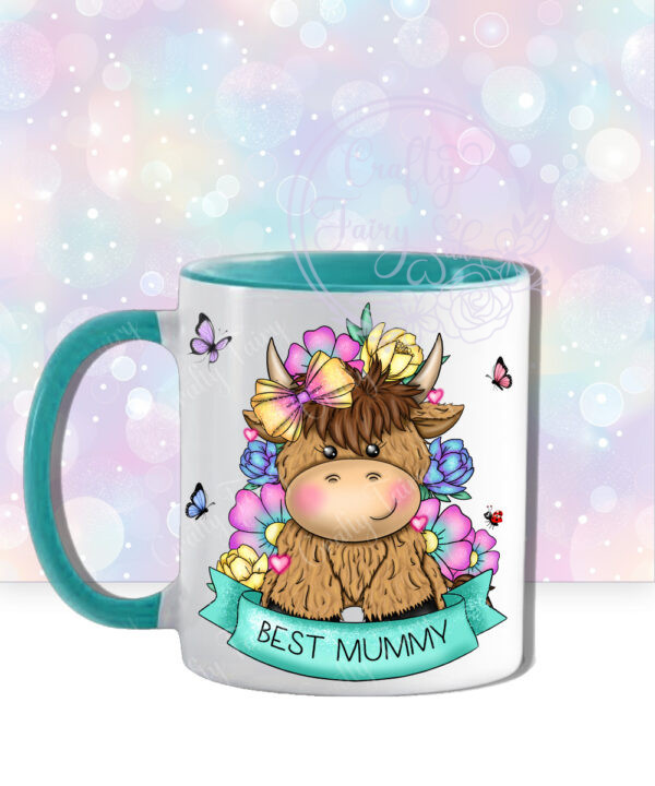 personalised highland cow with bright flowers & banner mug gift (copy)
