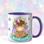 personalised highland cow with bright flowers & banner mug gift (copy)
