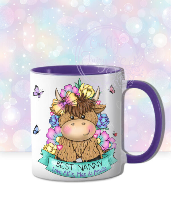 personalised highland cow with bright flowers & banner mug gift (copy)