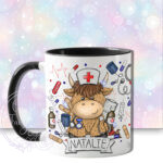 personalised highland cow nurse mug gift