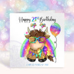 personalised highland cow gay pride birthday card