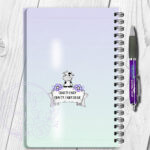 personalised highland cow with purple flowers a5 notebook gift