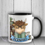 personalised highland cow book lover man's mug gift