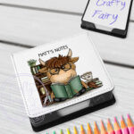 personalised highland cow book lover man's memo note holder