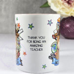 personalised highland cow best teacher ta thank you and butterflies mug gift