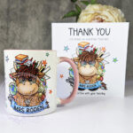 personalised highland cow best teacher ta thank you and butterflies mug gift