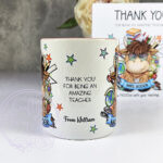 personalised highland cow best teacher ta thank you and butterflies mug gift