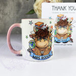 personalised highland cow best teacher ta thank you and butterflies mug gift