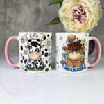 personalised highland cow best teacher ta thank you and butterflies mug gift