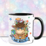 personalised highland cow best teacher ta thank you and butterflies mug gift