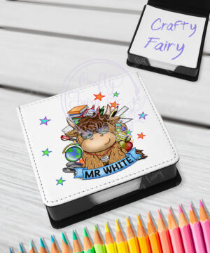 personalised highland cow best teacher ta thank you memo note holder