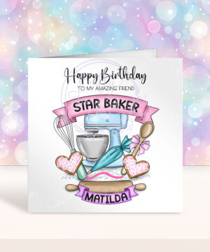 personalised cake baker star baker birthday card