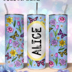 personalised spring flowers 600ml 20oz straight tumbler