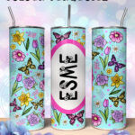 personalised spring flowers 600ml 20oz straight tumbler