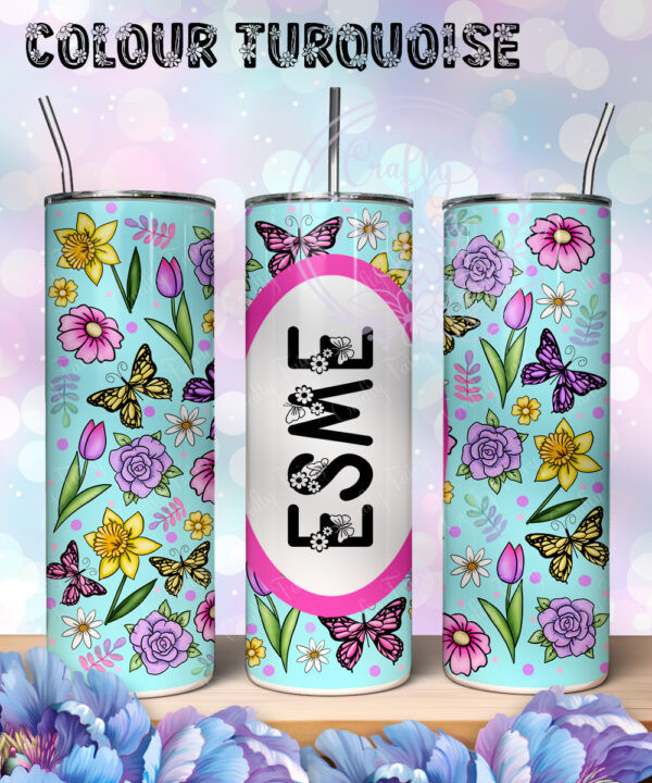 personalised spring flowers 600ml 20oz straight tumbler