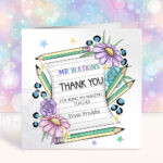 personalised amazing teacher ta note & flowers thank you card