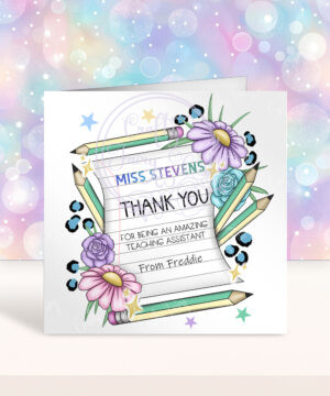 personalised amazing teacher ta note & flowers thank you card