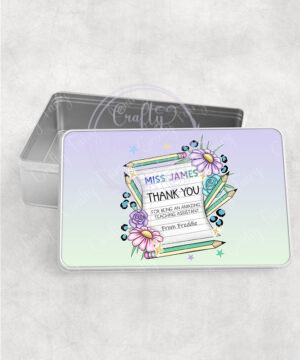 personalised amazing teacher ta note & flowers thank you medium tin