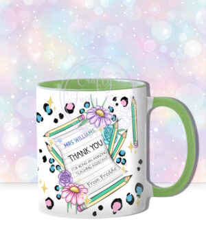 personalised amazing teacher ta note & flowers thank you mug gift