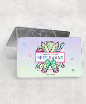 personalised amazing teacher ta lsa pencils & banner thank you medium tin