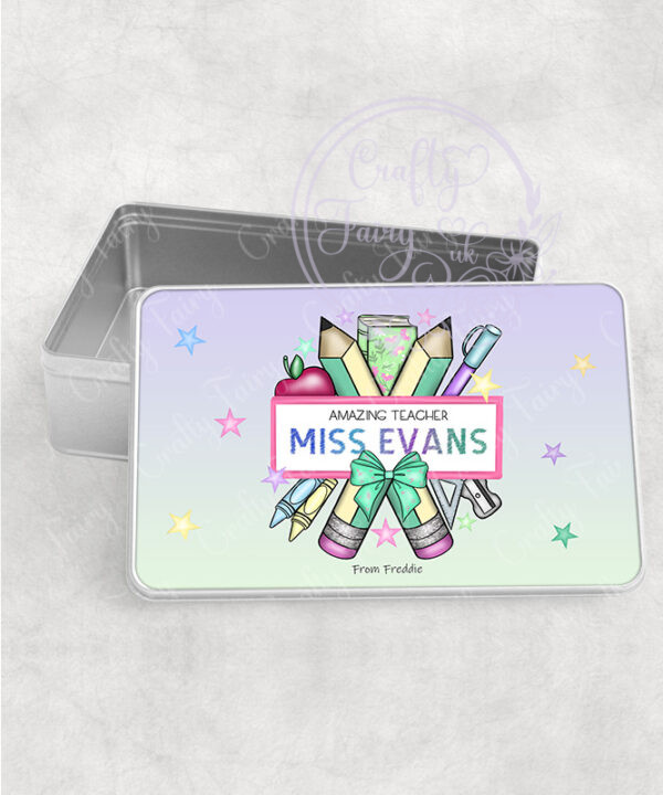 personalised amazing teacher ta lsa pencils & banner thank you medium tin