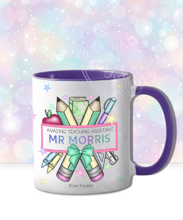personalised amazing teacher ta lsa pencils & banner thank you mug gift
