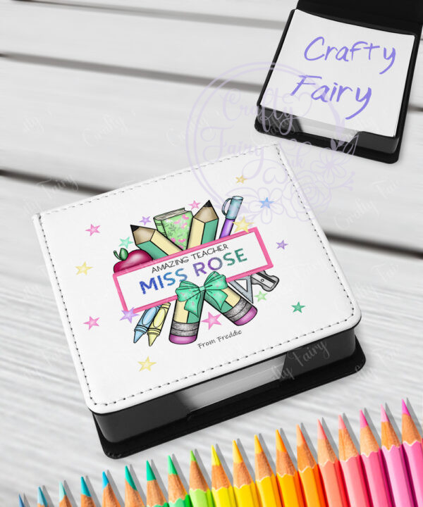 personalised amazing teacher ta lsa pencils & banner thank you memo note holder