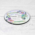 personalised amazing teacher ta note & flowers thank you coaster gift