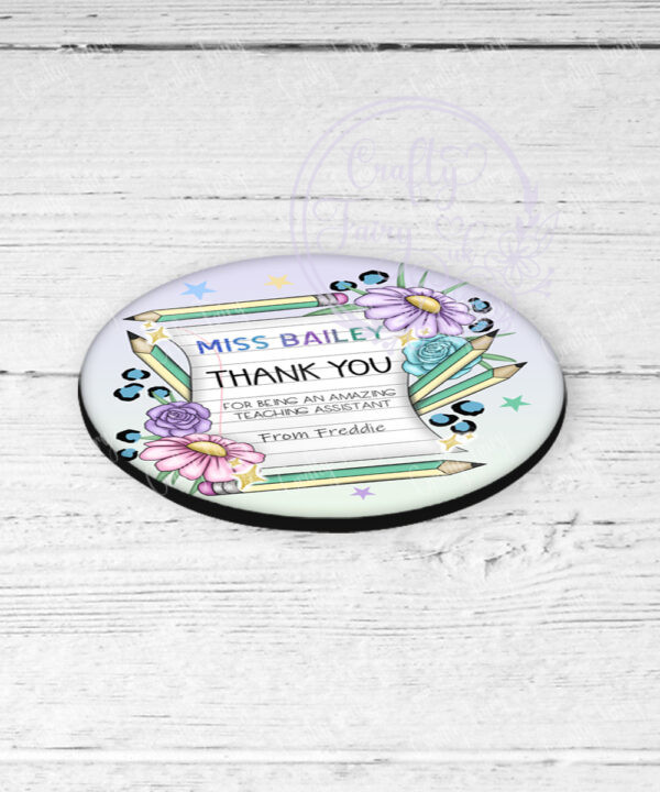 personalised amazing teacher ta note & flowers thank you coaster gift