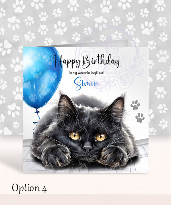 personalised cute maine coon cat face happy birthday card