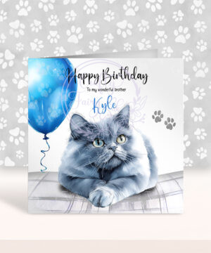 personalised cute persian cat face happy birthday card